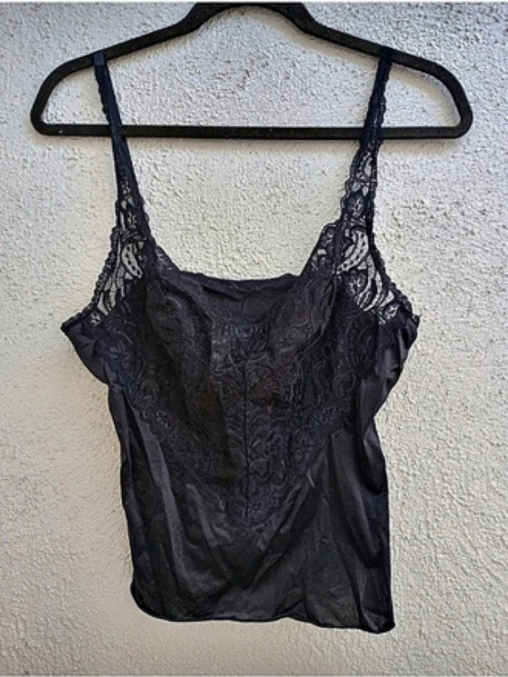 Vintage Vanity Fair Black Lace Camisole Classic Mid Century Pinup Goth 36-42